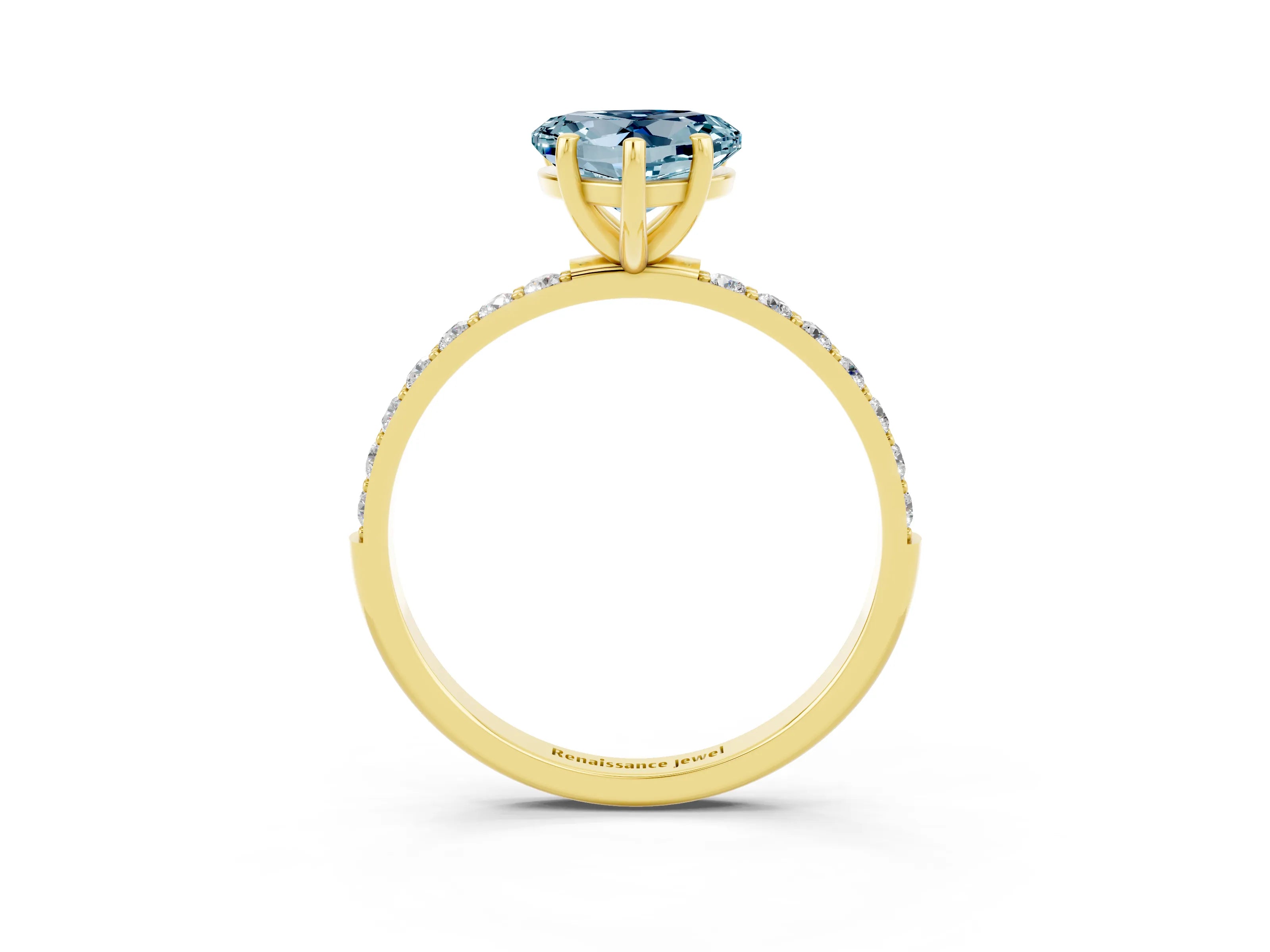 Yellow gold Heart Cut Diamond Pavé Band with Six-Prong Setting_3