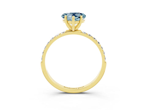Yellow gold Heart Cut Diamond Pavé Band with Six-Prong Setting_3