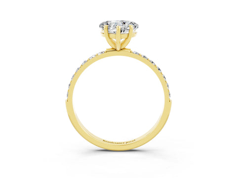 Yellow gold Heart Cut Diamond Pavé Band with Six-Prong Setting_3