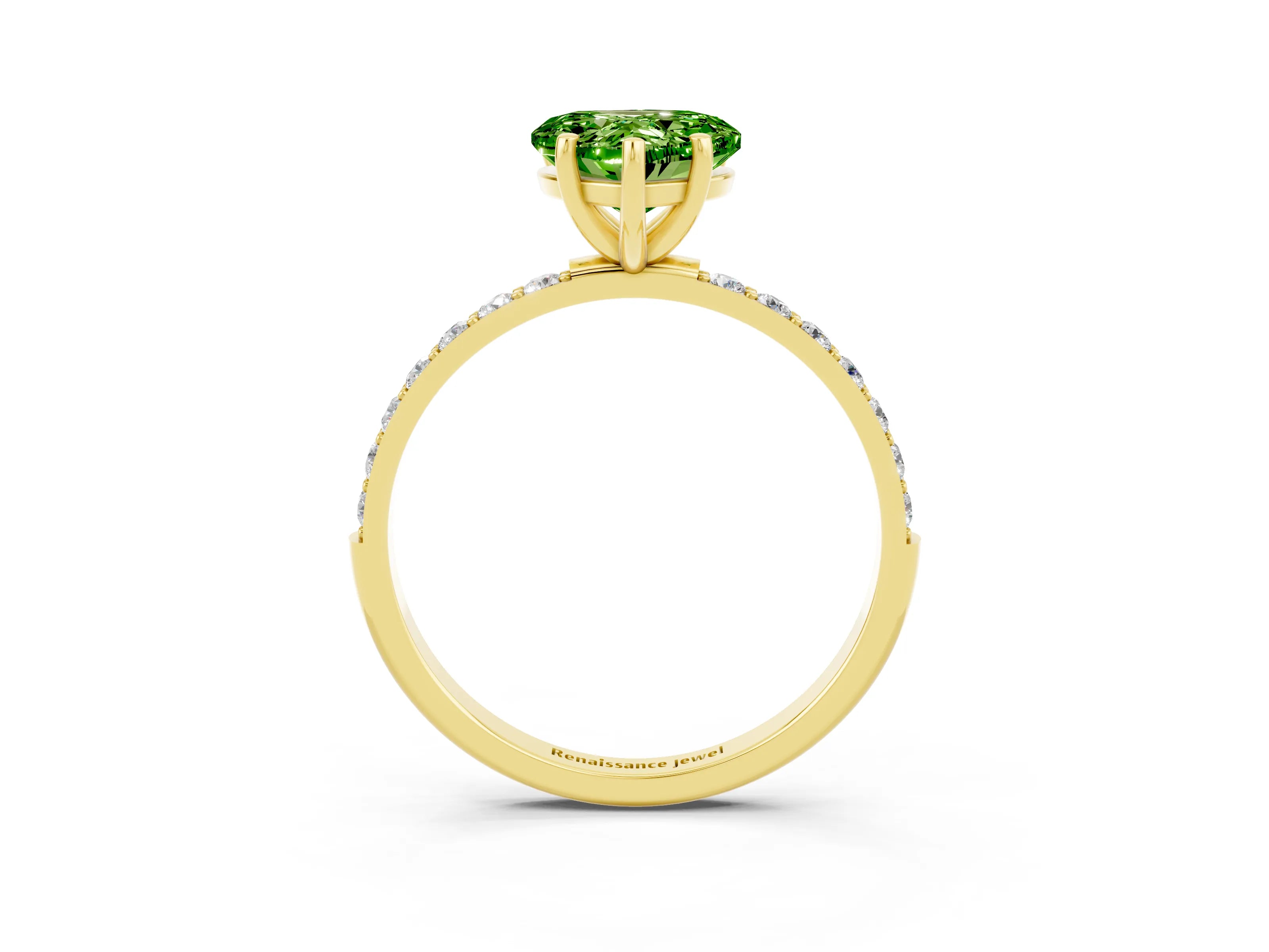 Yellow gold Heart Cut Diamond Pavé Band with Six-Prong Setting_3