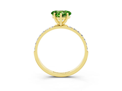 Yellow gold Heart Cut Diamond Pavé Band with Six-Prong Setting_3