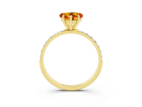 Yellow gold Heart Cut Diamond Pavé Band with Six-Prong Setting_3