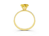 Yellow gold Heart Cut Diamond Pavé Band with Six-Prong Setting_3