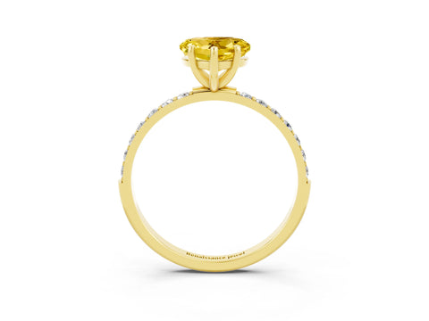 Yellow gold Heart Cut Diamond Pavé Band with Six-Prong Setting_3