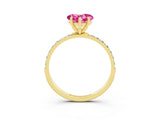 Yellow gold Heart Cut Diamond Pavé Band with Six-Prong Setting_3
