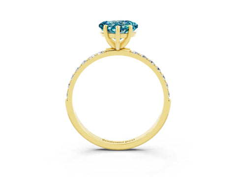 Yellow gold Heart Cut Diamond Pavé Band with Six-Prong Setting_3
