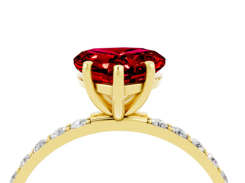 Yellow gold Heart Cut Diamond Pavé Band with Six-Prong Setting_4