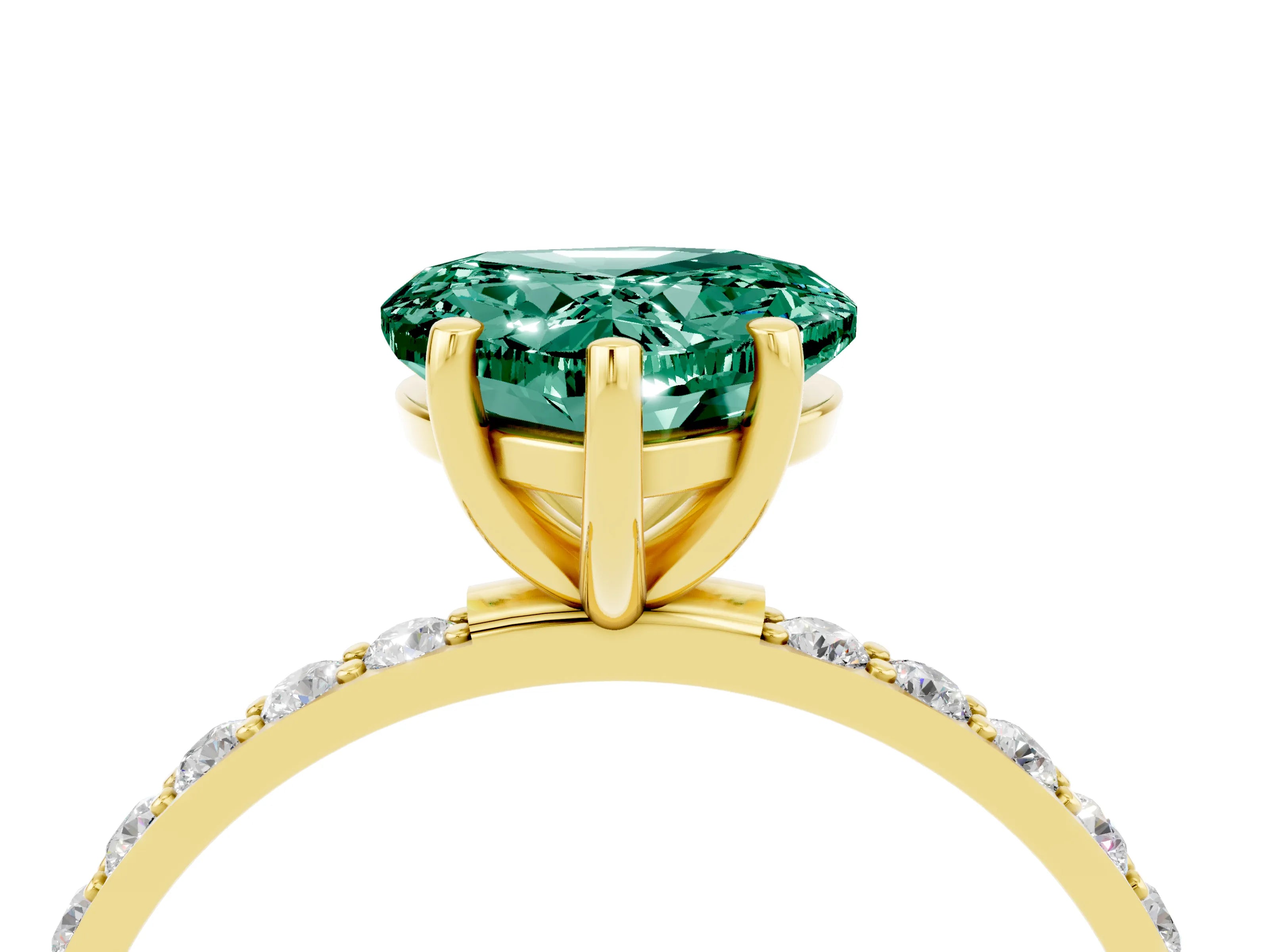 Yellow gold Heart Cut Diamond Pavé Band with Six-Prong Setting_4