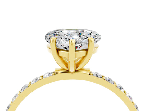 Yellow gold Heart Cut Diamond Pavé Band with Six-Prong Setting_4