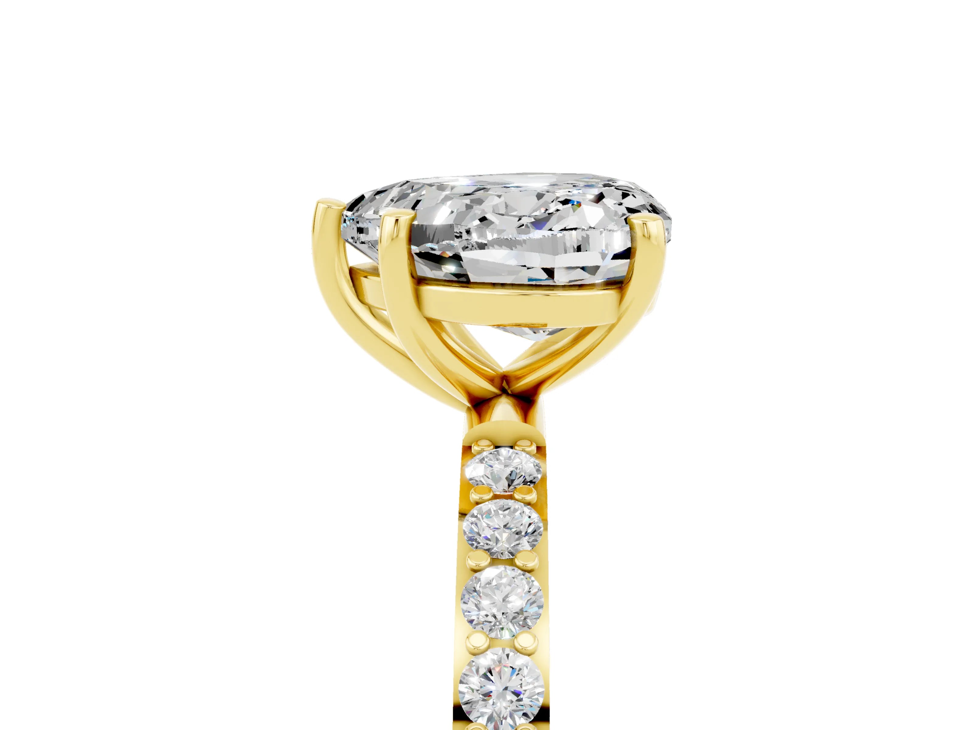 Yellow gold Heart Cut Diamond Pavé Band with Six-Prong Setting_5