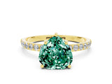 Yellow gold Heart Cut Diamond Pavé Band with Six-Prong Setting