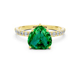 Yellow gold Heart Cut Diamond Pavé Band with Six-Prong Setting
