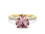 Yellow gold Heart Cut Diamond Pavé Band with Six-Prong Setting
