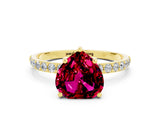 Yellow gold Heart Cut Diamond Pavé Band with Six-Prong Setting