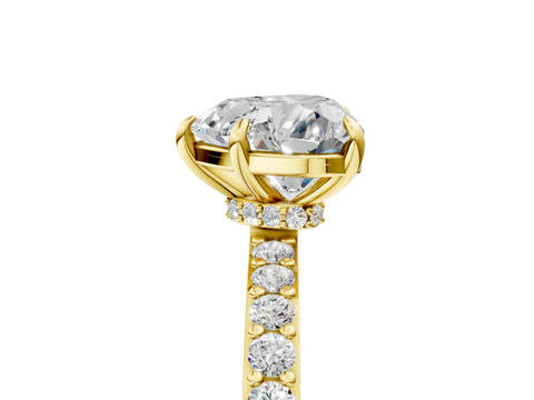 Yellow gold Heart Cut Diamond Pavé Engagement Ring with Round with Moissanite side stone Accents and Prong Setting_5