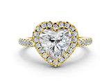 Yellow gold Heart Cut Diamond Pavé Halo Ring with Four-Prong Setting_36