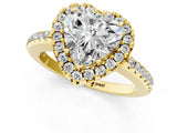 Yellow gold Heart Cut Diamond Pavé Halo Ring with Four-Prong Setting_37
