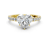Yellow gold Heart Cut Diamond Pavé Solitaire Engagement Ring with Four-Prong Setting_94