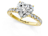 Yellow gold Heart Cut Diamond Pavé Solitaire Engagement Ring with Four-Prong Setting_95