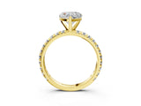 Yellow gold Heart Cut Diamond Pavé Solitaire Ring with Round Band and Prong Setting_15