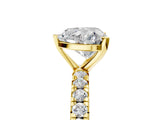 Yellow gold Heart Cut Diamond Pavé Solitaire Ring with Round Band and Prong Setting_17