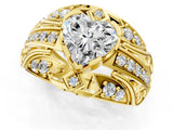 Yellow gold Heart Cut Diamond Pave Art Deco Split Shank Ring with Four-Prong Setting_10