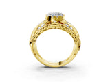 Yellow gold Heart Cut Diamond Pave Art Deco Split Shank Ring with Four-Prong Setting_12