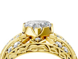 Yellow gold Heart Cut Diamond Pave Art Deco Split Shank Ring with Four-Prong Setting_13