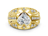 Yellow gold Heart Cut Diamond Pave Art Deco Split Shank Ring with Four-Prong Setting_9