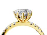 Yellow gold Heart Cut Diamond Pave Band Solitaire Ring with Round with Moissanite side stone and Prong Setting_40