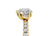 Yellow gold Heart Cut Diamond Pave Band Solitaire Ring with Round with Moissanite side stone and Prong Setting_41