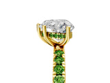 Yellow gold Heart Cut Diamond Pave Band Solitaire Ring with Round with Peridot side stone and Prong Setting_5