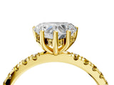 Yellow gold Heart Cut Diamond Pave Band Solitaire Ring with Round with Yellow Sapphire side stone and Prong Setting_16