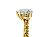 Yellow gold Heart Cut Diamond Pave Band Solitaire Ring with Round with Yellow Sapphire side stone and Prong Setting_17