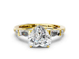 Yellow gold Heart Cut Diamond Ring with Baguette Side Stones, Channel Set Band, and Four-Prong Setting_25
