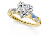 Yellow gold Heart Cut Diamond Ring with Baguette Side Stones, Channel Set Band, and Four-Prong Setting_26