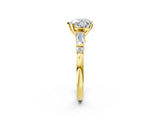 Yellow gold Heart Cut Diamond Ring with Baguette Side Stones, Channel Set Band, and Four-Prong Setting_27
