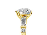 Yellow gold Heart Cut Diamond Ring with Baguette Side Stones, Channel Set Band, and Four-Prong Setting_30
