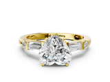 Yellow gold Heart Cut Diamond Ring with Baguette Side Stones, Channel Set Band, and Four-Prong Setting_4