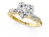 Yellow gold Heart Cut Diamond Ring with Baguette Side Stones, Channel Set Band, and Four-Prong Setting_5