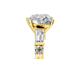 Yellow gold Heart Cut Diamond Ring with Baguette Side Stones, Channel Set Band, and Four-Prong Setting_9