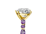 Yellow gold Heart Cut Diamond Ring with Marquise and Round with Amethyst side stone Side Stones and Four-Prong Setting_29