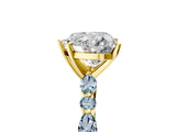 Yellow gold Heart Cut Diamond Ring with Marquise and Round with Aquamarine side stone Side Stones and Four-Prong Setting_17