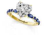 Yellow gold Heart Cut Diamond Ring with Marquise and Round with Blue Sapphire side stone Side Stones and Four-Prong Setting_37