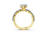 Yellow gold Heart Cut Diamond Ring with Marquise and Round with Blue Sapphire side stone Side Stones and Four-Prong Setting_39
