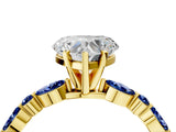 Yellow gold Heart Cut Diamond Ring with Marquise and Round with Blue Sapphire side stone Side Stones and Four-Prong Setting_40