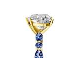 Yellow gold Heart Cut Diamond Ring with Marquise and Round with Blue Sapphire side stone Side Stones and Four-Prong Setting_41