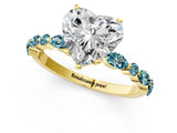 Yellow gold Heart Cut Diamond Ring with Marquise and Round with Blue Topaz side stone Side Stones and Four-Prong Setting_25