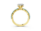 Yellow gold Heart Cut Diamond Ring with Marquise and Round with Blue Topaz side stone Side Stones and Four-Prong Setting_27