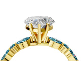 Yellow gold Heart Cut Diamond Ring with Marquise and Round with Blue Topaz side stone Side Stones and Four-Prong Setting_28